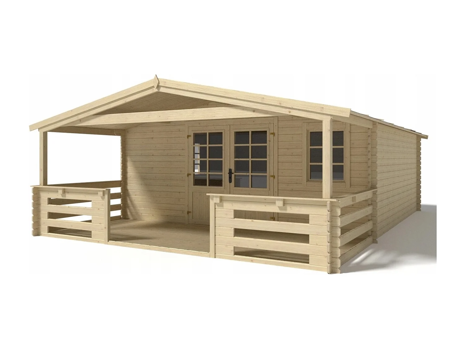 Terrasse en bois avec balustrade pour abri en bois - 10m2 - 5m x 2m - couleur: naturel - DOM601 - ALTANKA