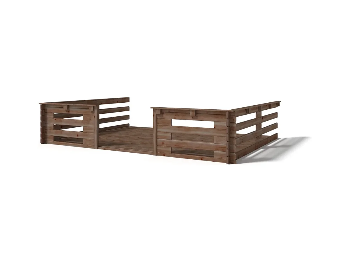 Terrasse en bois avec balustrade pour abri en bois - 12m2 - 4m x 3m - imprégnée - couleur: marron - DOM542 - ALTANKA
