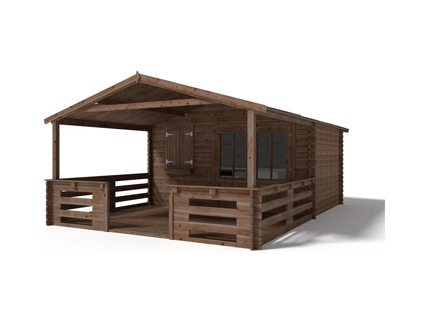 Terrasse en bois avec balustrade pour abri en bois - 12m2 - 4m x 3m - imprégnée - couleur: marron - DOM542 - ALTANKA