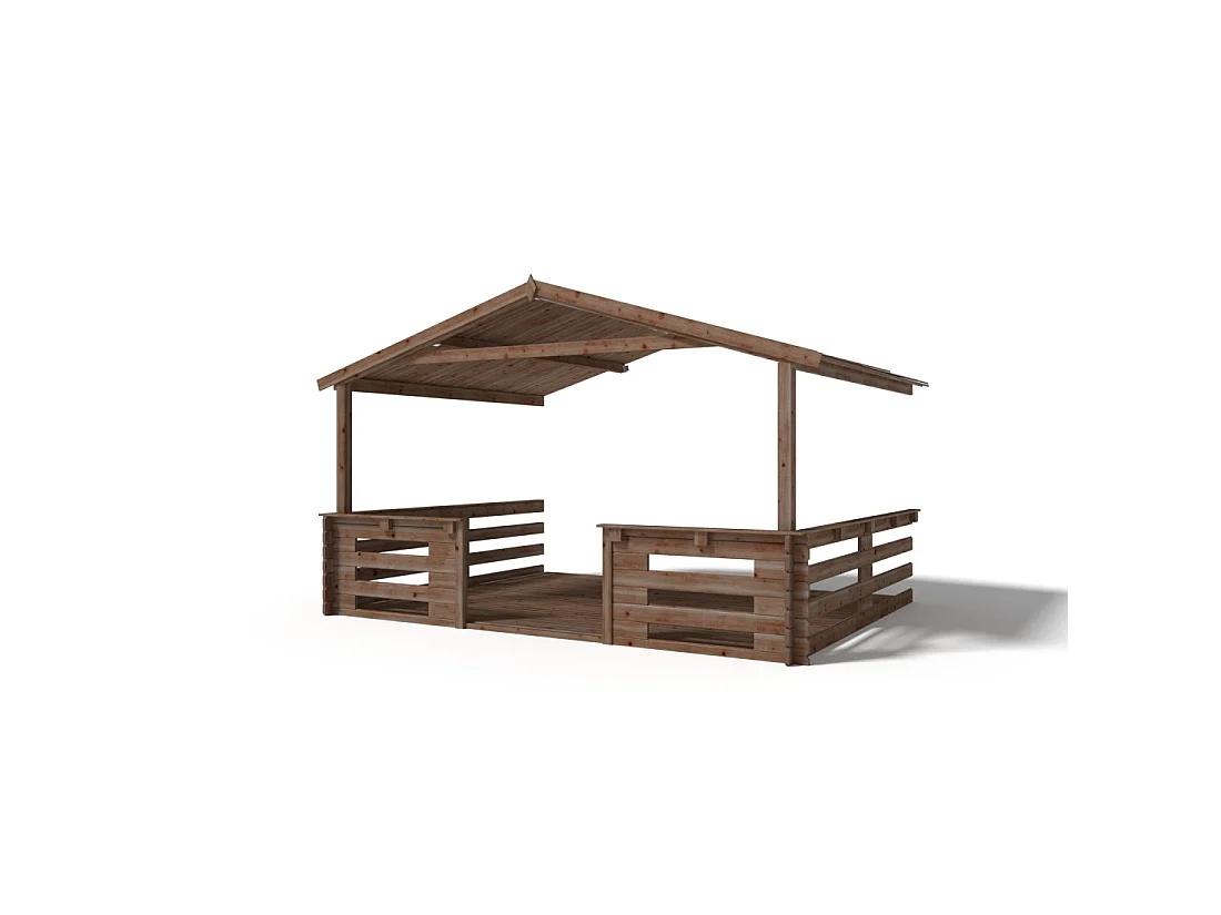 Veranda - 12m2 - 4m x 3m - impregnata - colore: marrone - DOM542 - ALTANKA