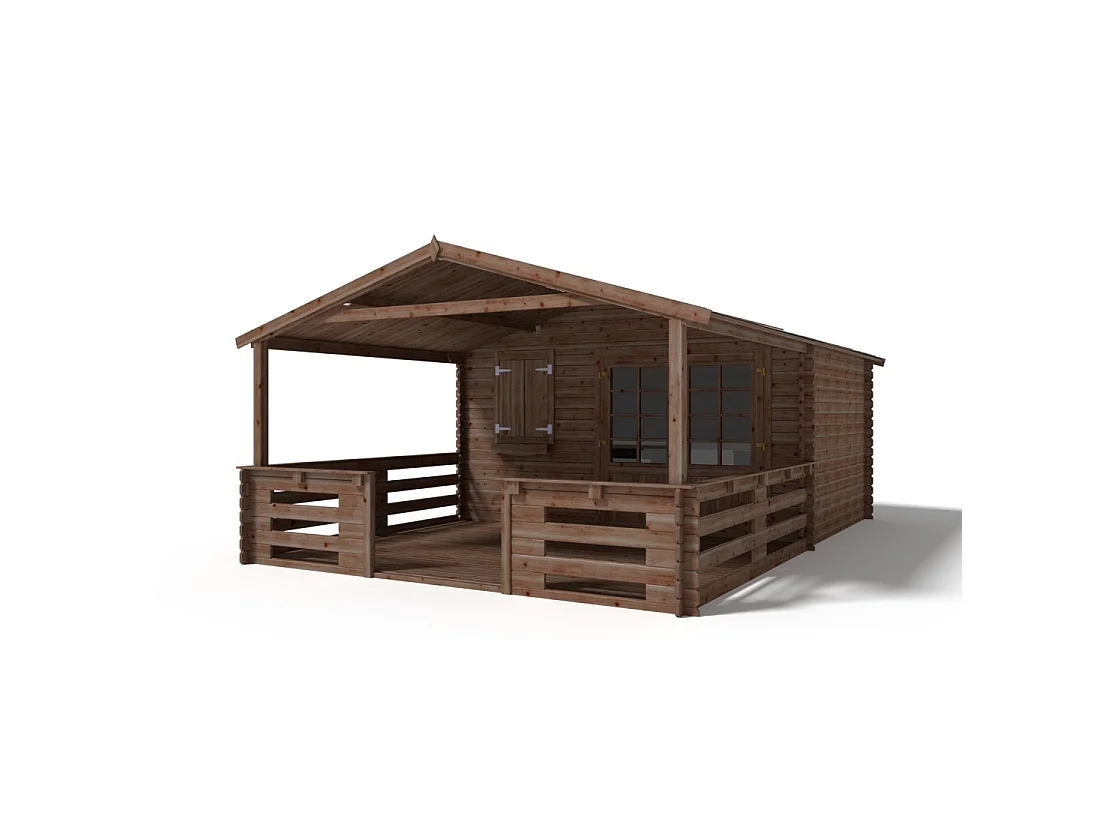 Veranda - 12m2 - 4m x 3m - impregnata - colore: marrone - DOM542 - ALTANKA