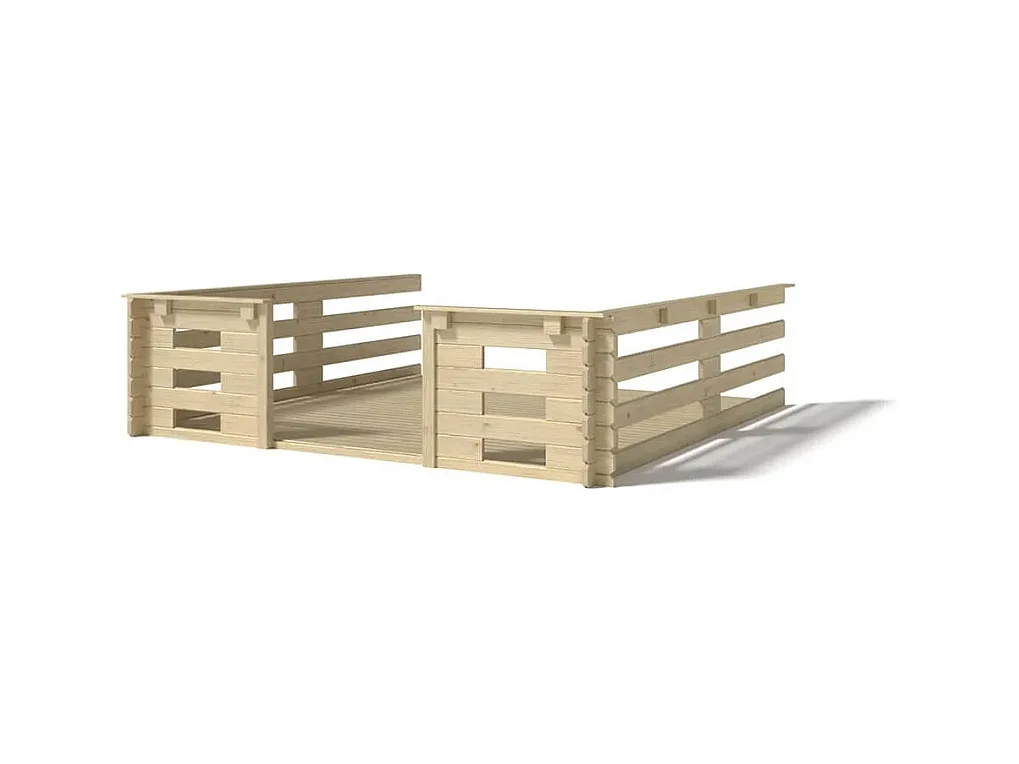 Terrasse en bois avec balustrade pour abri en bois - 9m2 - 3m x 3m - couleur: naturel - DOM395 - ALTANKA