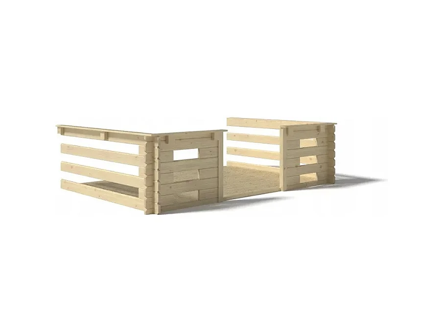Terrasse en bois avec balustrade pour abri en bois - 9m2 - 3m x 3m - couleur: naturel - DOM395 - ALTANKA