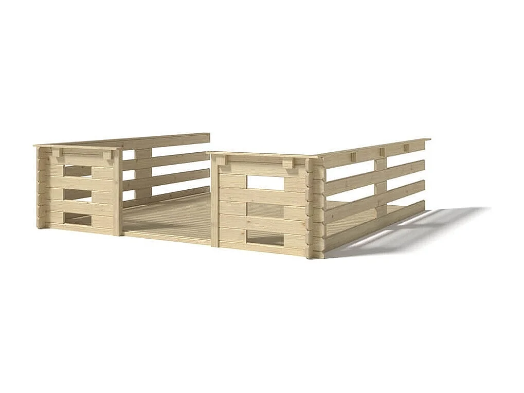 Terrasse en bois avec balustrade pour abri en bois - 9m2 - 3m x 3m - couleur: naturel - DOM395 - ALTANKA