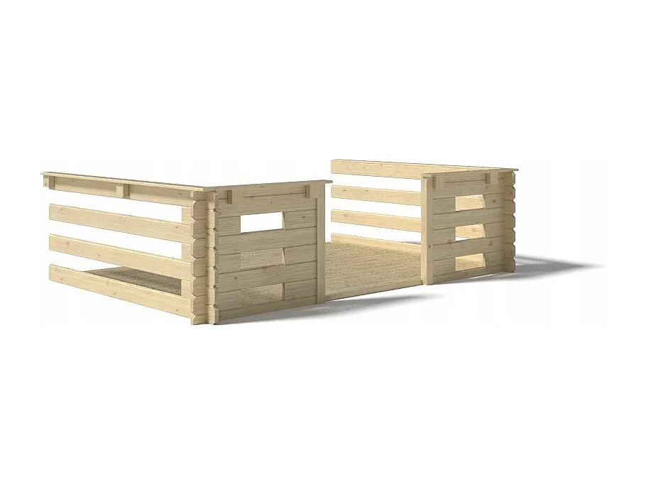 Terrasse en bois avec balustrade pour abri en bois - 9m2 - 3m x 3m - couleur: naturel - DOM395 - ALTANKA