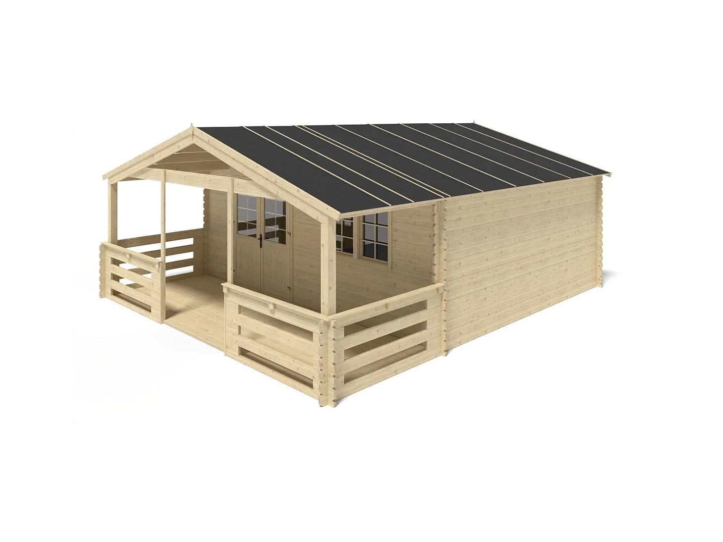 Terrasse en bois avec balustrade pour abri en bois - 12m2 - 6m x 2m - couleur: naturel - DOM555 - ALTANKA