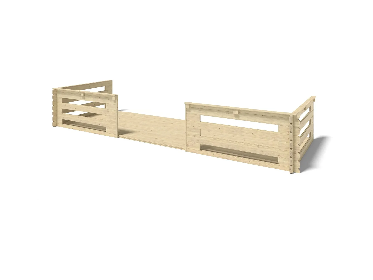 Terrasse en bois avec balustrade pour abri en bois - 12m2 - 6m x 2m - couleur: naturel - DOM555 - ALTANKA