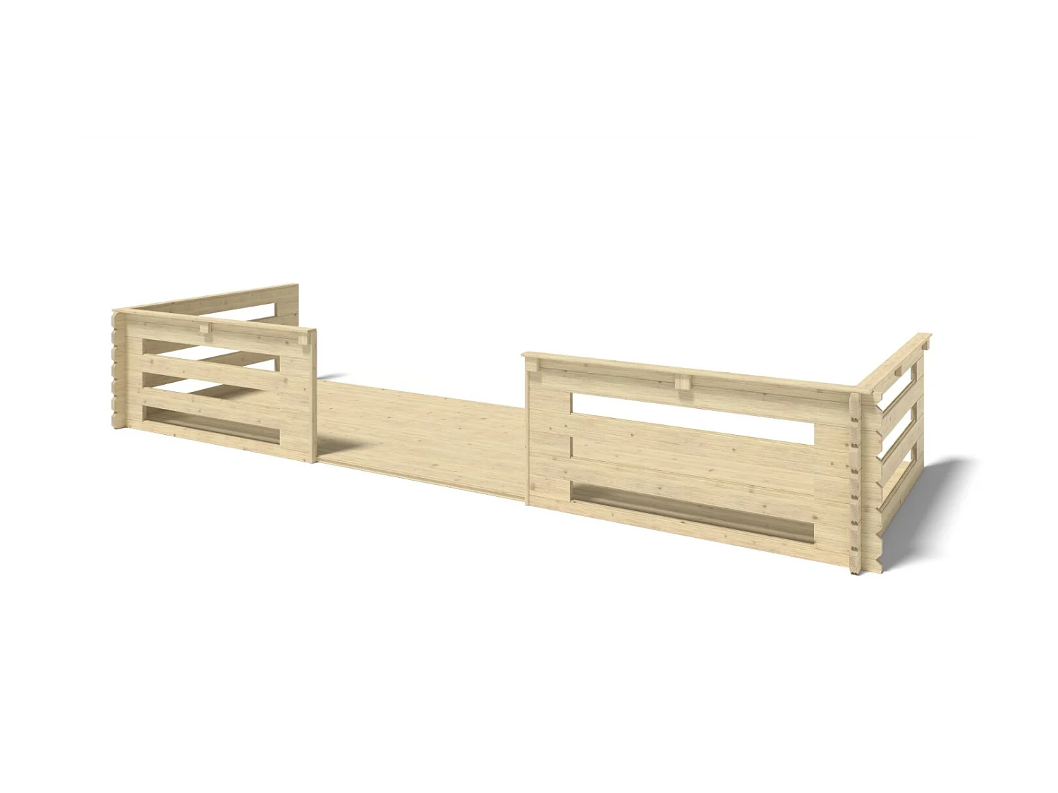 Terrasse en bois avec balustrade pour abri en bois - 12m2 - 6m x 2m - couleur: naturel - DOM555 - ALTANKA