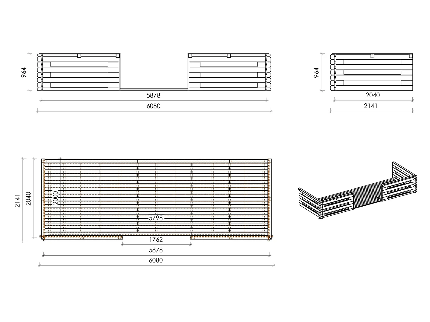 Veranda - 12 m2 - 6m x 2m - colore: naturale - DOM555 - ALTANKA