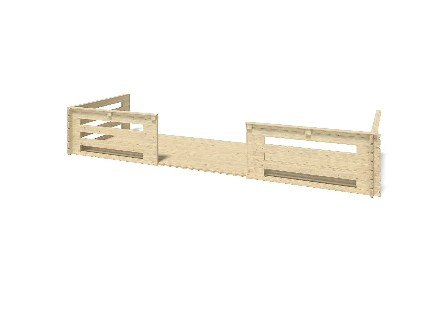 Casetta da giardino in legno con veranda e tettoia - 48m2 - 6x6m - 40mm - colore: naturale - DOM749+DOM553+DOM555+POD04 - ALTANKA