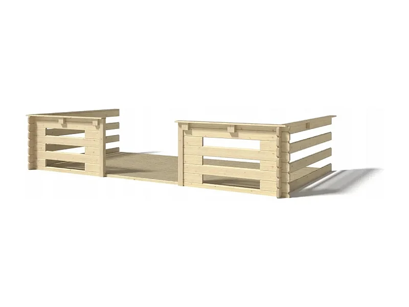 Terrasse en bois avec balustrade pour abri en bois - 8m2 - 4m x 2m - couleur: naturel - DOM18 - ALTANKA