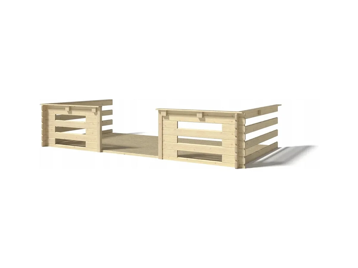 Terrasse en bois avec balustrade pour abri en bois - 8m2 - 4m x 2m - couleur: naturel - DOM18 - ALTANKA