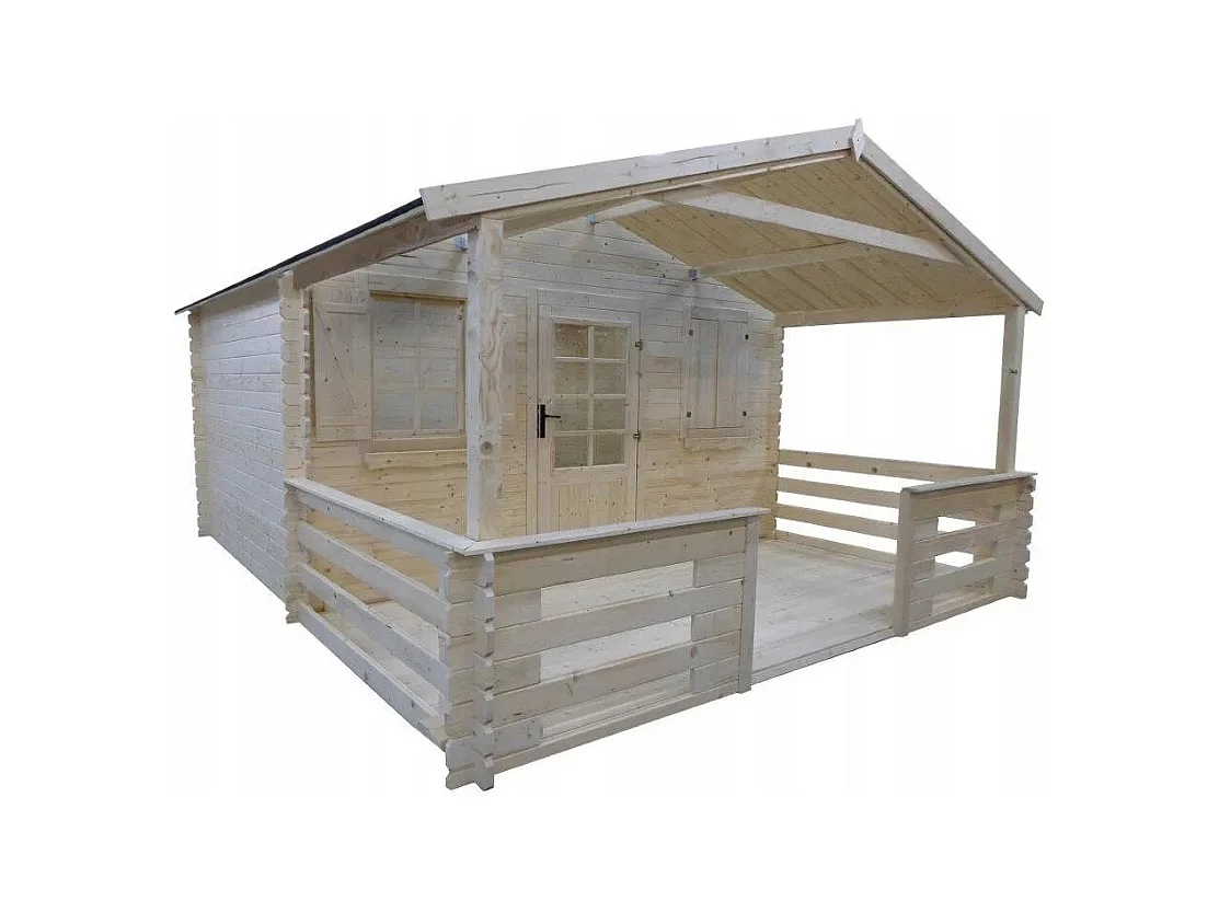 Terrasse en bois avec balustrade pour abri en bois - 8m2 - 4m x 2m - couleur: naturel - DOM18 - ALTANKA