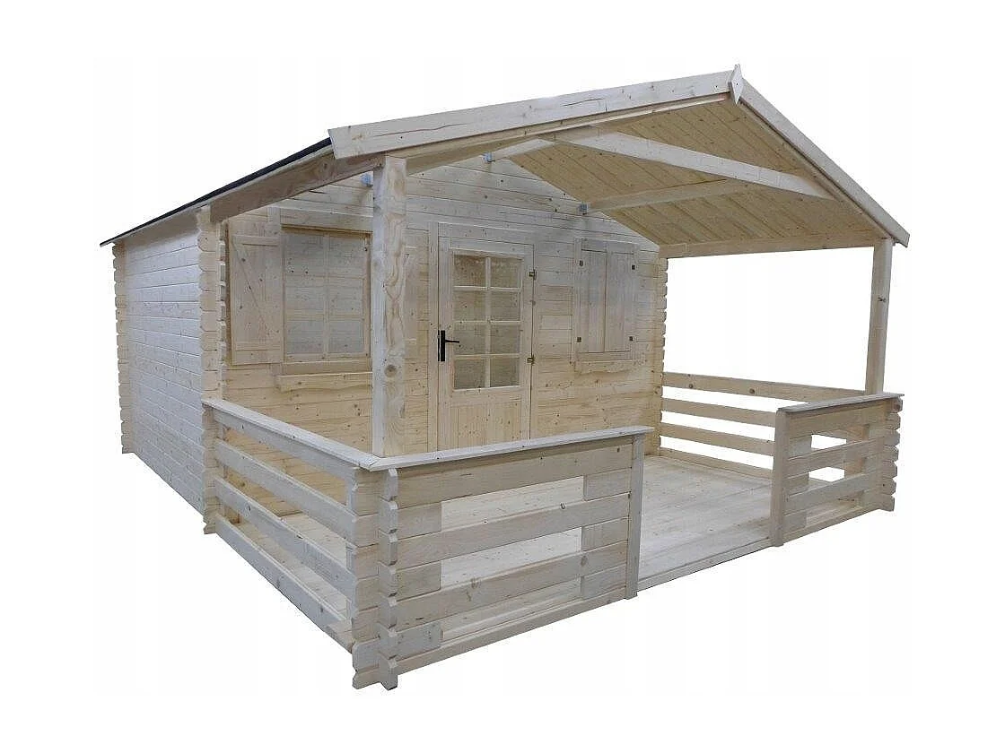 Terrasse en bois avec balustrade pour abri en bois - 8m2 - 4m x 2m - couleur: naturel - DOM18 - ALTANKA