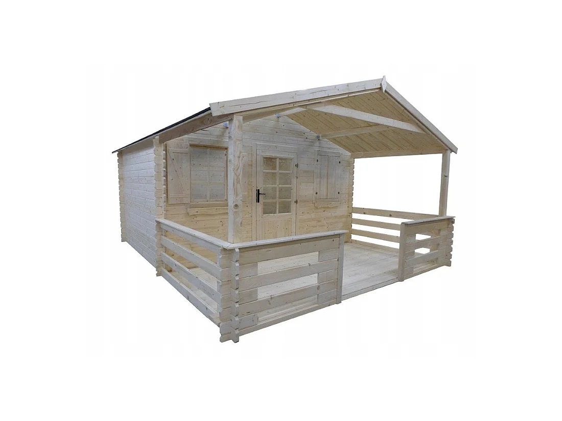 Terrasse en bois avec balustrade pour abri en bois - 8m2 - 4m x 2m - couleur: naturel - DOM18 - ALTANKA
