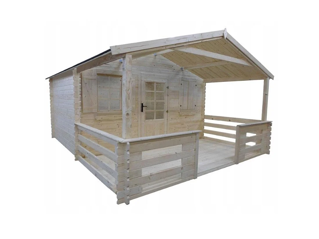 Terrasse en bois avec balustrade pour abri en bois - 8m2 - 4m x 2m - couleur: naturel - DOM18 - ALTANKA