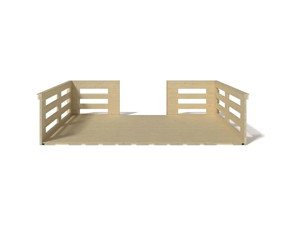 Terrasse en bois avec balustrade pour abri en bois - 12m2 - 4m x 3m - couleur: naturel - DOM548 - ALTANKA