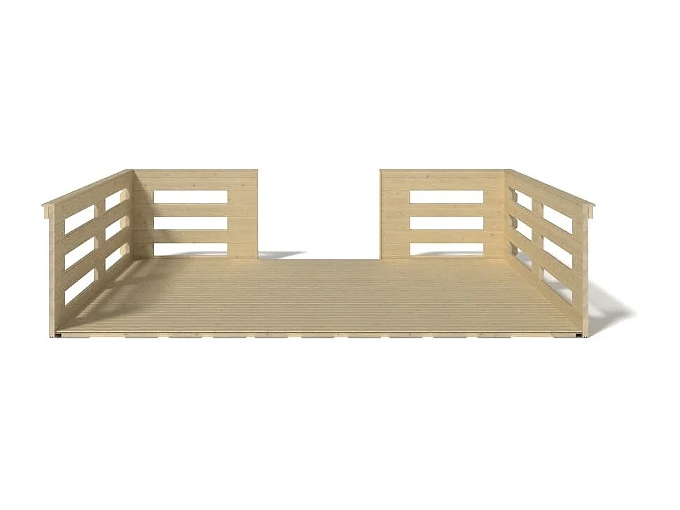 Terrasse en bois avec balustrade pour abri en bois - 12m2 - 4m x 3m - couleur: naturel - DOM548 - ALTANKA