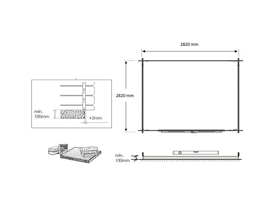 Casetta da giardino in legno – 3.00x3.00 m con estensione 3.00x2.76 m - 9.00 m² - DOM676+DOS194 - ALTANKA
