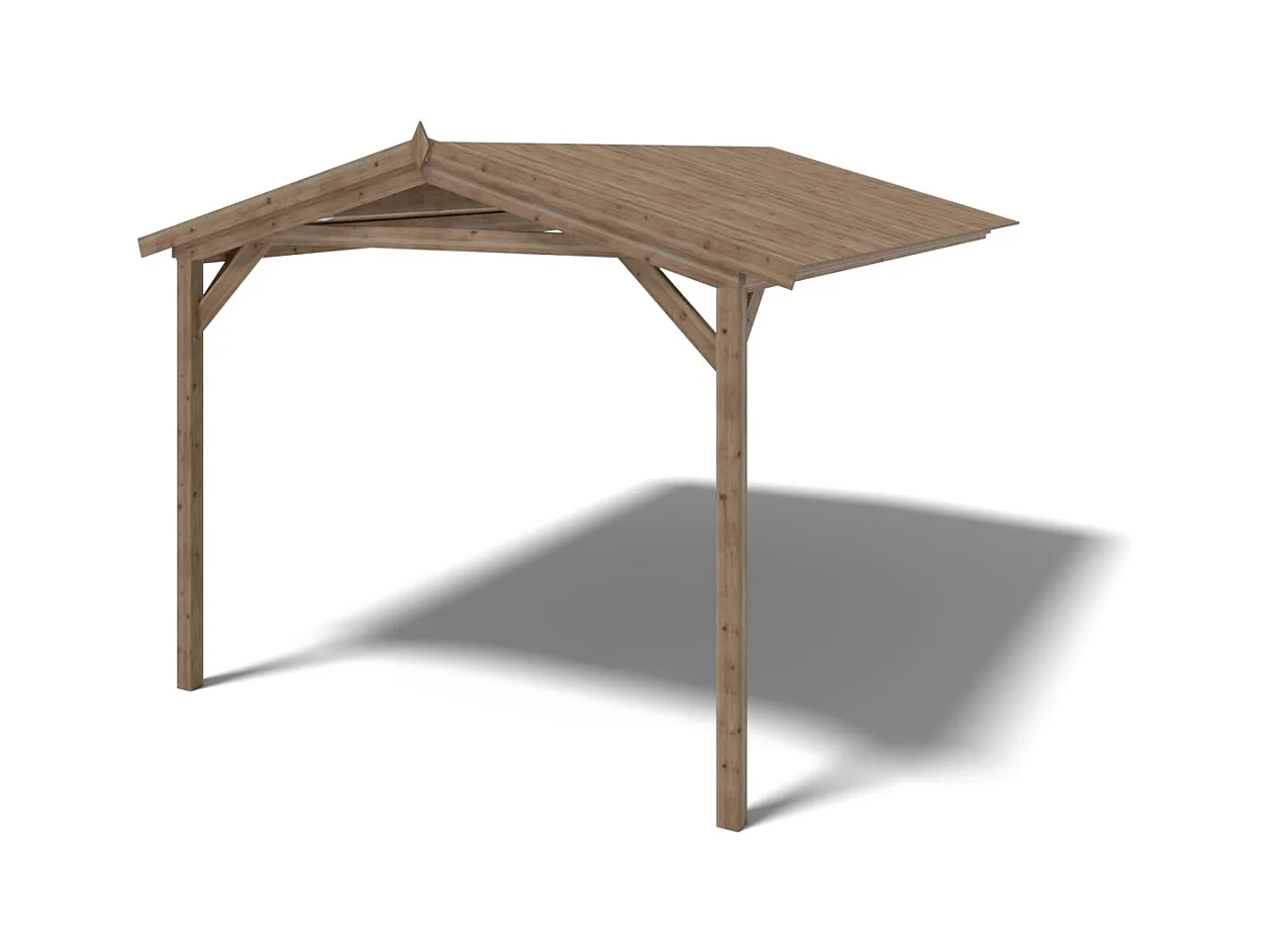 Casetta da giardino in legno – 3.00x3.00 m con estensione 3.00x2.76 m - 9.00 m² - DOM676+DOS194 - ALTANKA