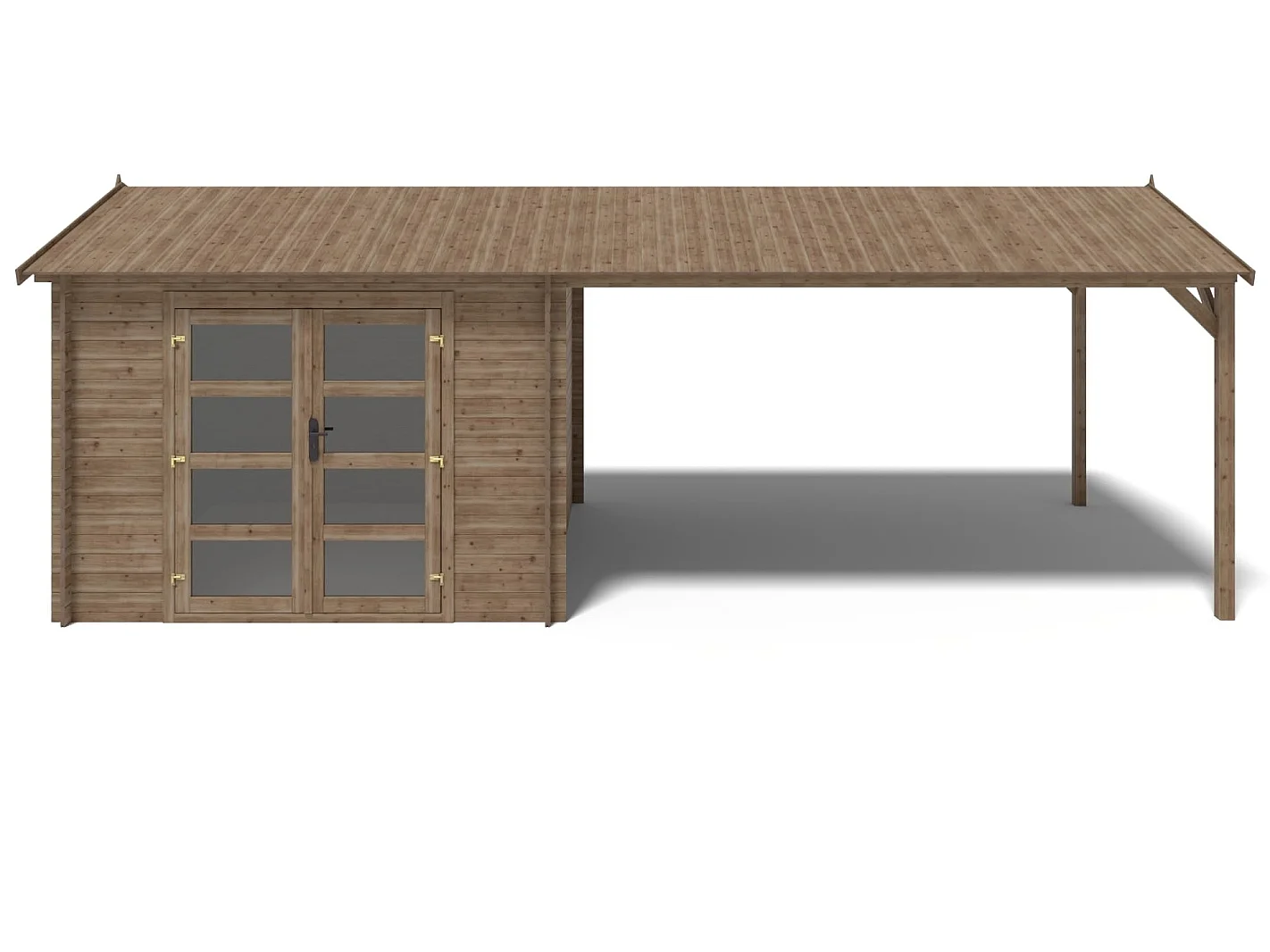 Casetta da giardino in legno – 3.00x3.00 m con estensione 3.00x2.76 m - 9.00 m² - DOM676+DOS194 - ALTANKA