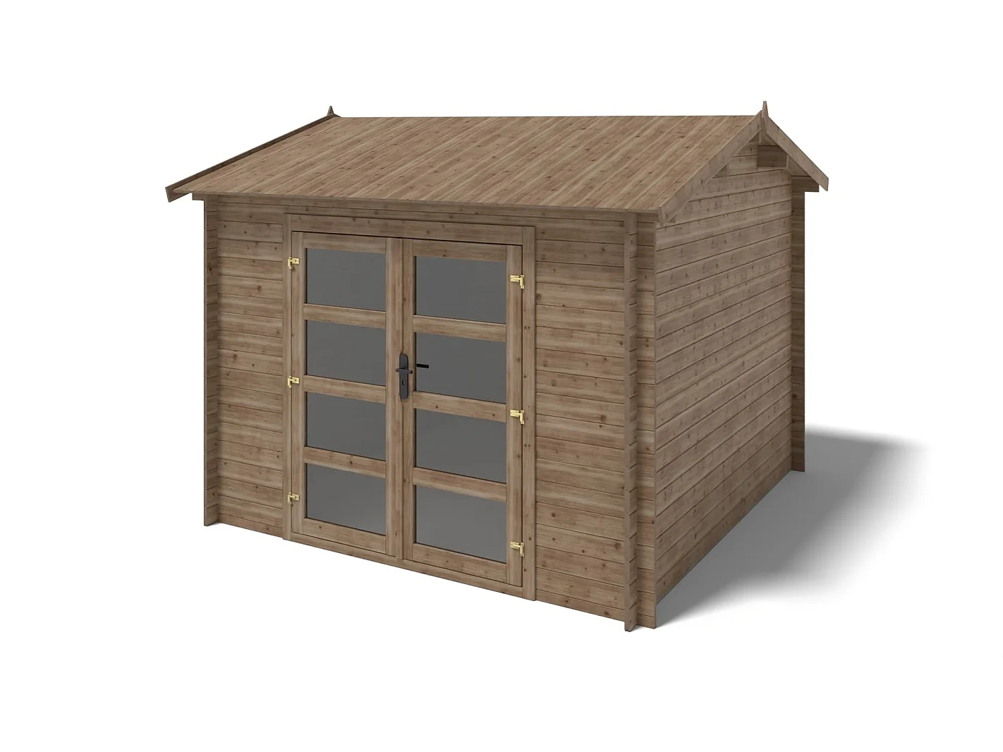 Abri de jardin en bois - 3x3 m avec extension de 3x2.76 m - 9 m² - Traité - DOM676+DOS194 - ALTANKA