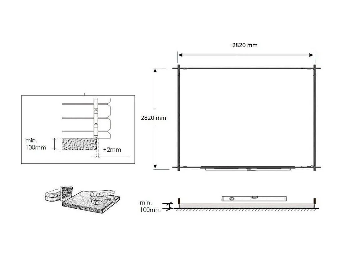 Abri de jardin en bois - 3x3 m avec extension de 3x2.76 m - 9 m² - Traité - DOM676+DOS194 - ALTANKA