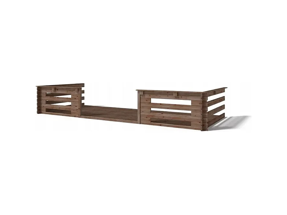 Terrasse en bois avec balustrade pour abri en bois - 10m2 - 5m x 2m - imprégnée - couleur: marron - DOM603 - ALTANKA
