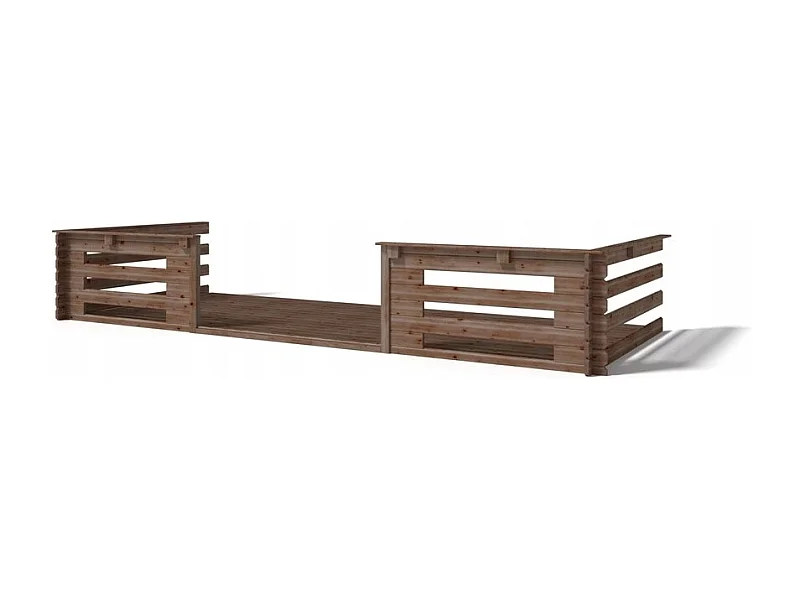 Terrasse en bois avec balustrade pour abri en bois - 10m2 - 5m x 2m - imprégnée - couleur: marron - DOM603 - ALTANKA