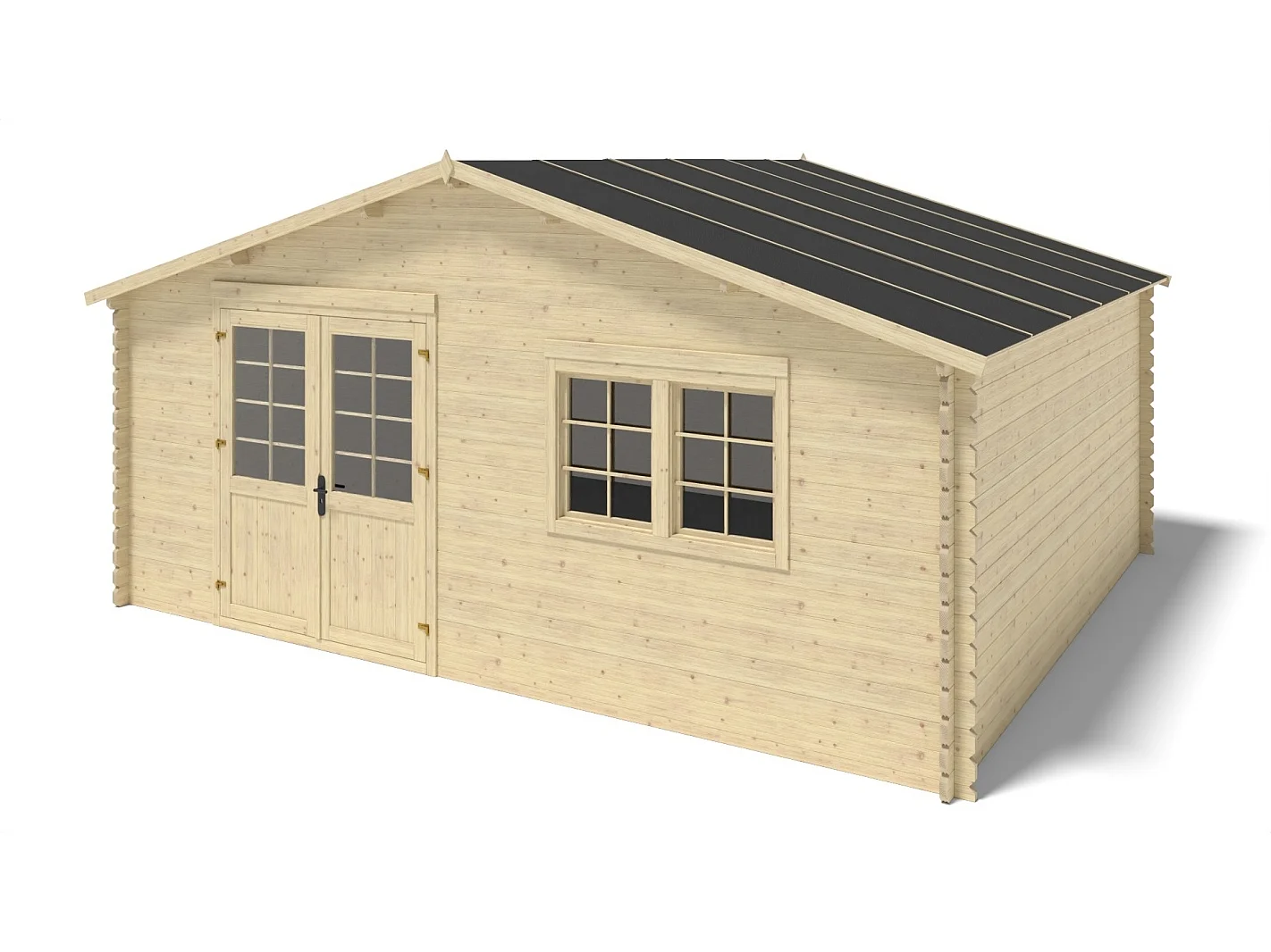 Abri de jardin en bois - 6x5 m + terrasse avec balustrade et avant-toit en bois - 48 m2 - DOM747+DOM556+DOM558+POD04 - ALTANKA