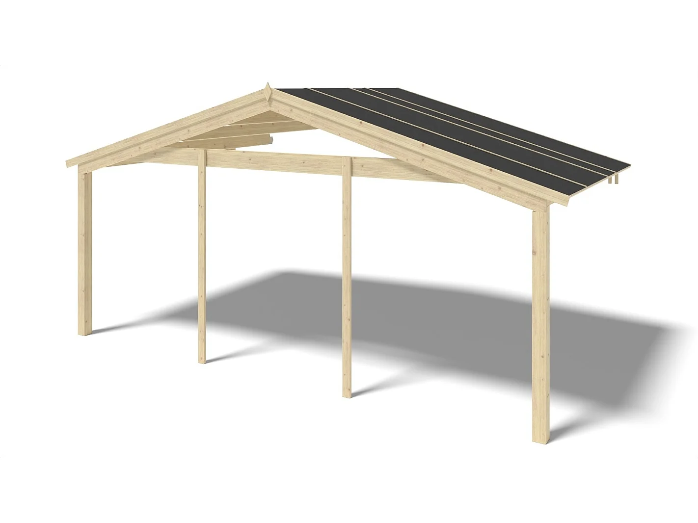 Abri de jardin en bois - 6x5 m + terrasse avec balustrade et avant-toit en bois - 48 m2 - DOM747+DOM556+DOM558+POD04 - ALTANKA