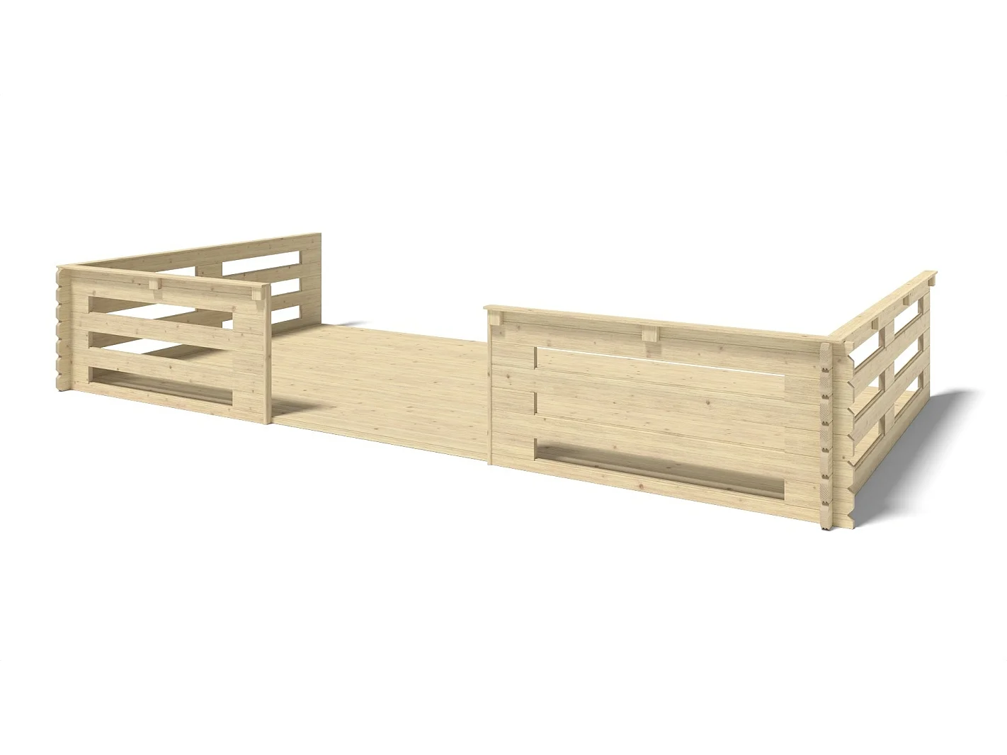 Abri de jardin en bois - 6x5 m + terrasse avec balustrade et avant-toit en bois - 48 m2 - DOM747+DOM556+DOM558+POD04 - ALTANKA