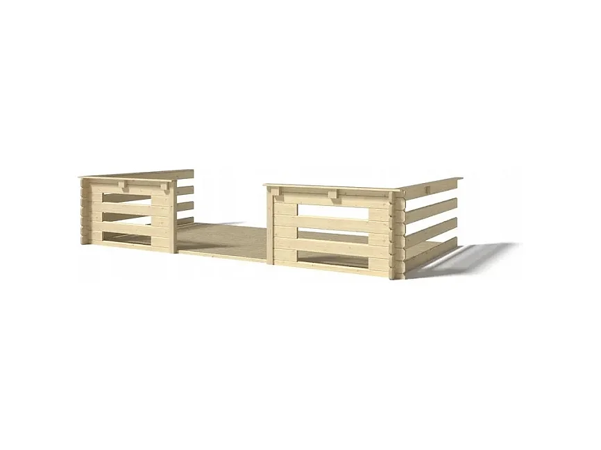Terrasse en bois avec balustrade pour abri en bois - 12m2 - 4m x 3m - couleur: naturel - DOM393 - ALTANKA