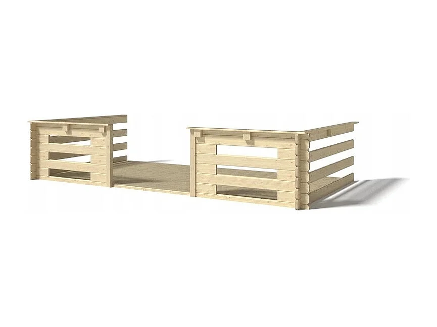 Terrasse en bois avec balustrade pour abri en bois - 12m2 - 4m x 3m - couleur: naturel - DOM393 - ALTANKA