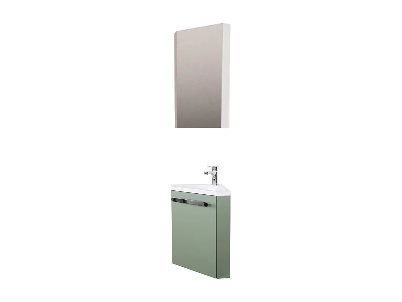 Set lavabo angolare sospeso SKINO con rubinetto e mobile angolare