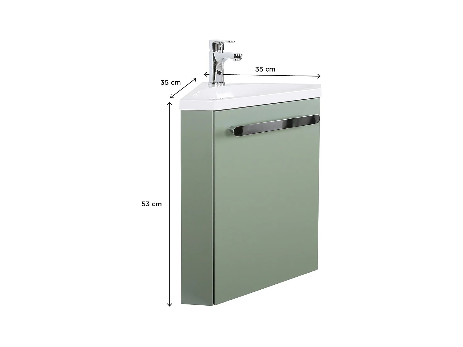 Ensemble lave-mains d'angle suspendu avec robinet chromé