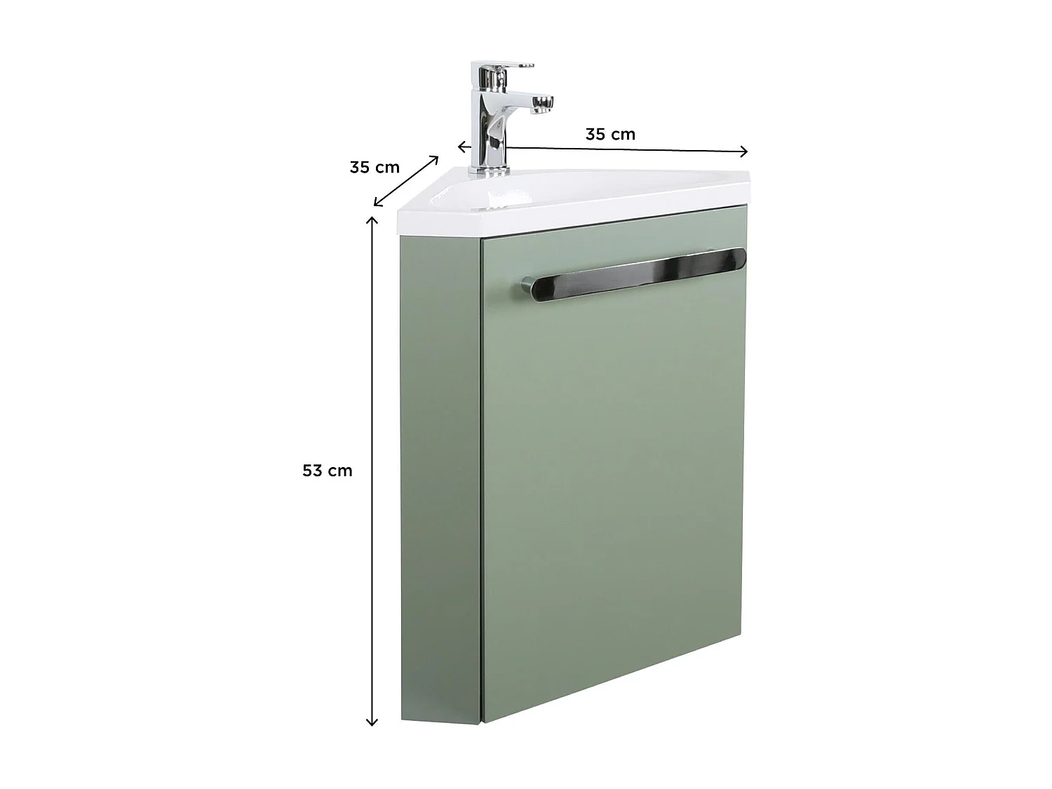 Ensemble lave-mains d'angle suspendu avec robinet chromé