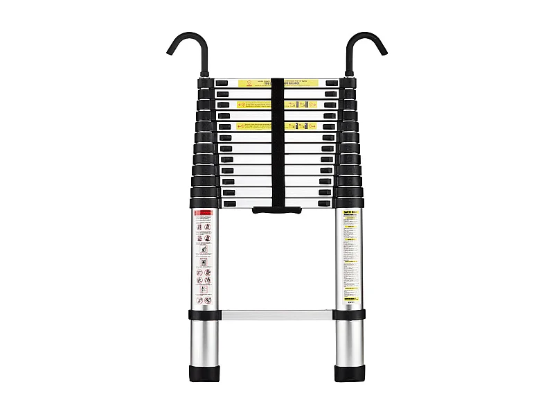 Échelle Télescopique 3,8M en Aluminium Bricolage Pliable, Charge Maximale 150kg