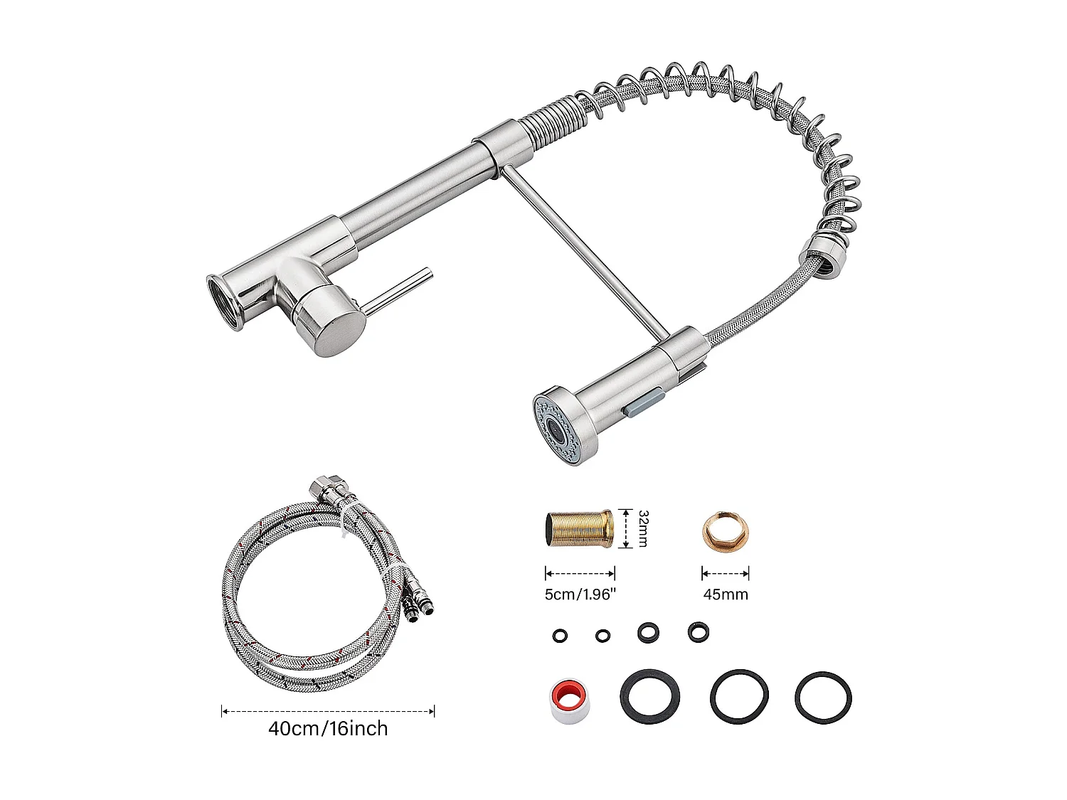 Mélangeur de cuisine, douchette orientable 360°, finition laiton