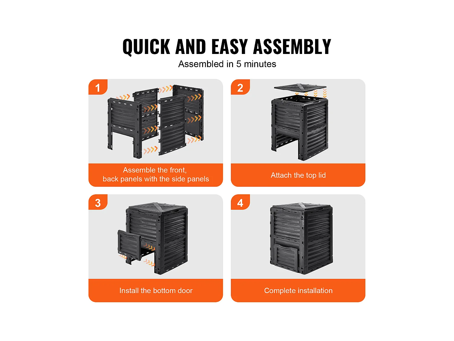 Conteneur de Compost pour Jardin SucceBuy, 300 L, Composteur Sans BPA, Grand, Facile à Ensemencer