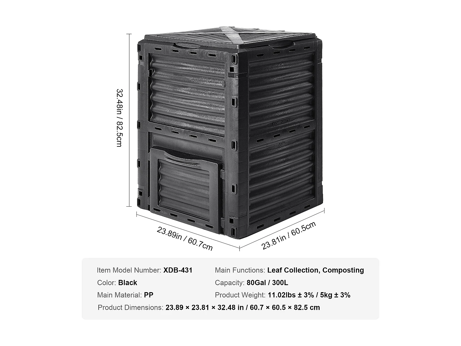 Conteneur de Compost pour Jardin SucceBuy, 300 L, Composteur Sans BPA, Grand, Facile à Ensemencer