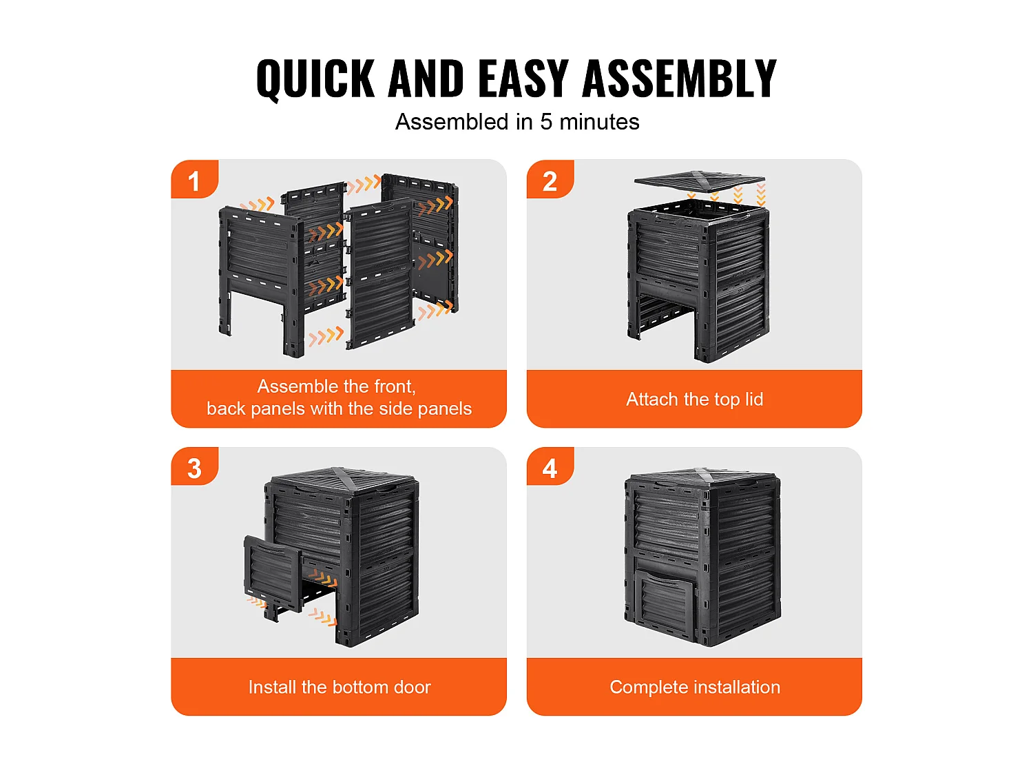 Conteneur de Compost pour Jardin SucceBuy, 300 L, Composteur Sans BPA, Grand, Facile à Ensemencer