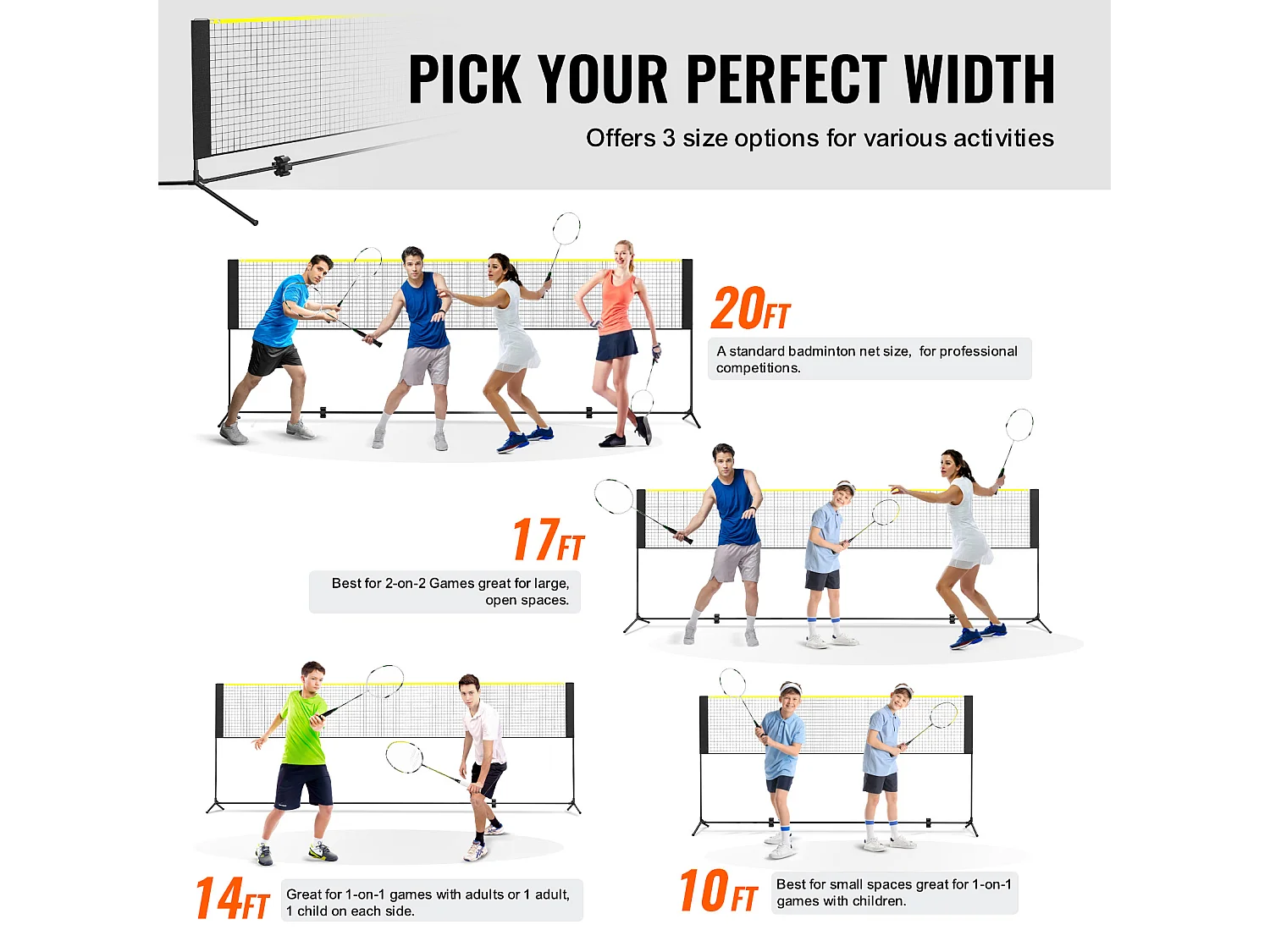 Filet de Badminton, SucceBuy Ensemble de Filets de Badminton Portables 510 cm pour Tennis, Pickleball et Volley-ball