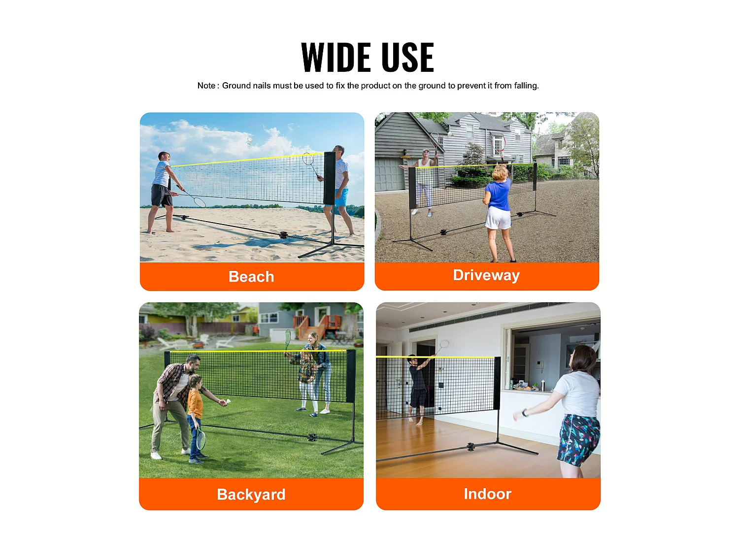 Rete da Badminton, SucceBuy Rete da Badminton Portatile 510 cm per Pallavolo, Pickleball e Tennis