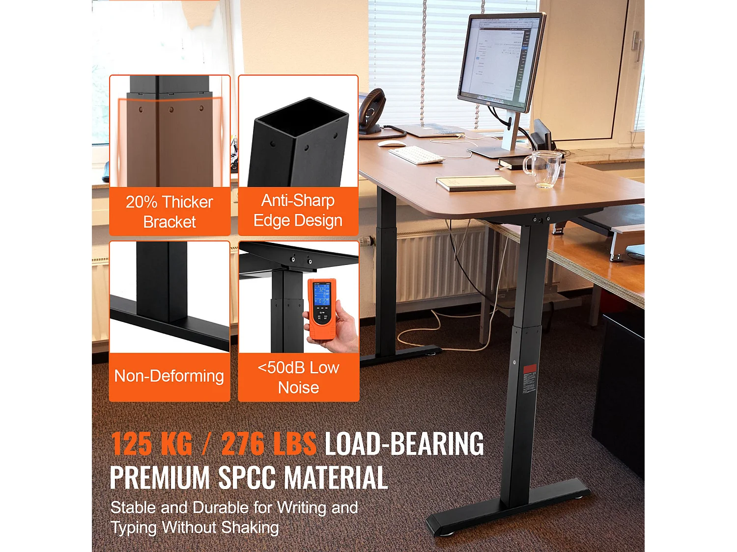 Cadre de Bureau SucceBuy Debout Électrique à Double Moteur,Base de Poste de Travail Ergonomique pour Maison, Bureau, Noir