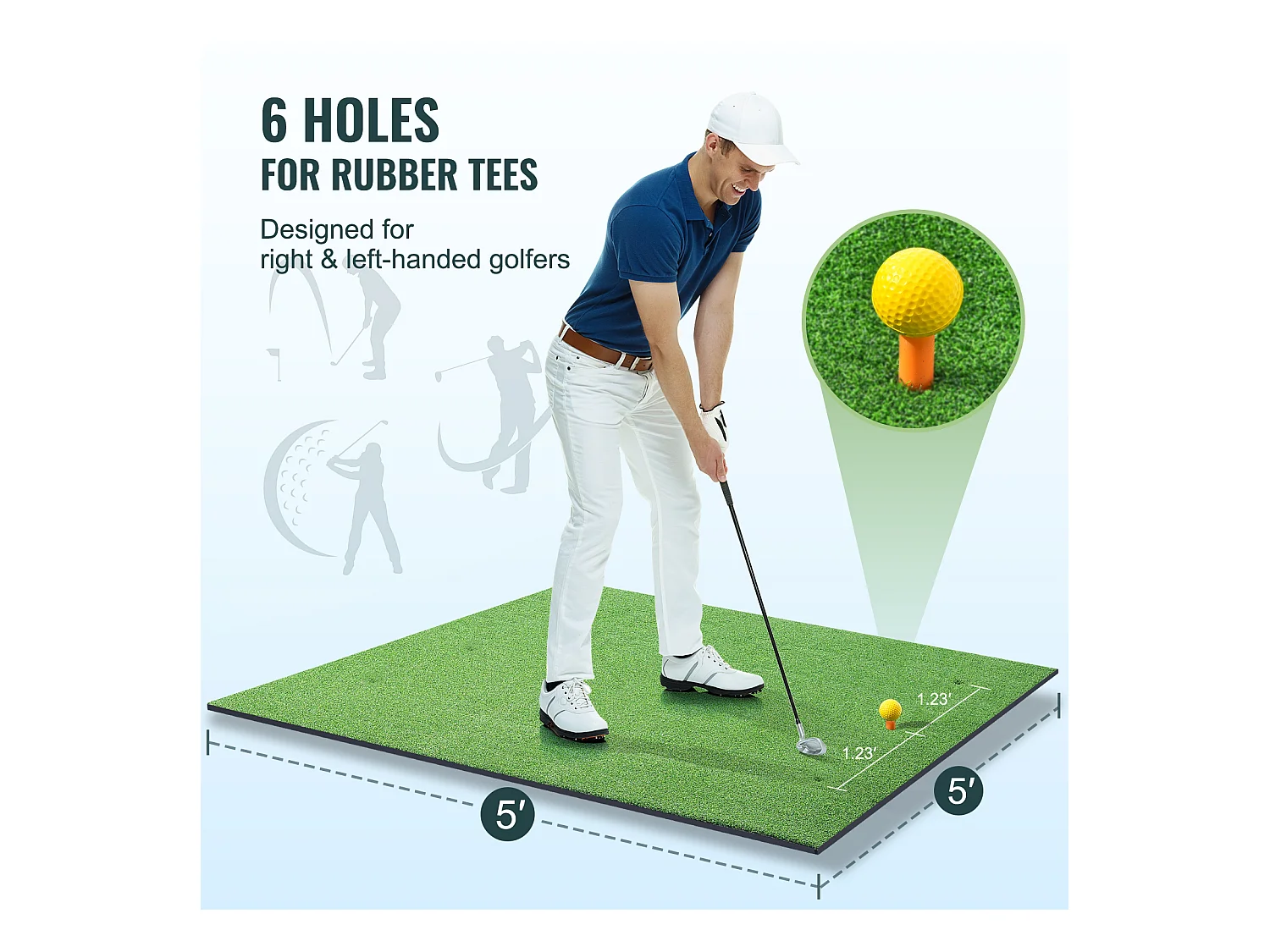 Tapis de Golf SucceBuy 12.7 x12.7cm, Aide à l'Entraînement au Golf pour l'Entraînement Intérieur et Extérieur