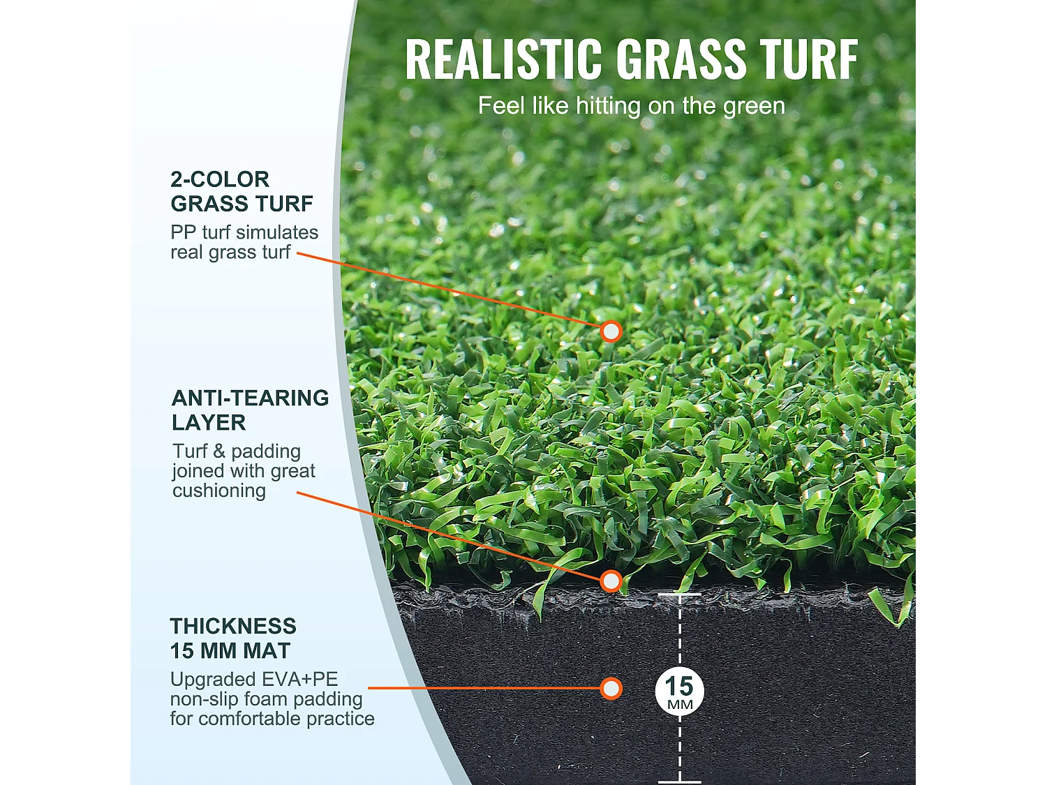 Tapis de Golf SucceBuy 12.7 x12.7cm, Aide à l'Entraînement au Golf pour l'Entraînement Intérieur et Extérieur