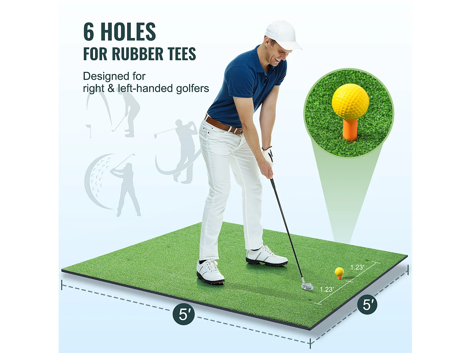 Tapis de Golf SucceBuy 12.7 x12.7cm, Aide à l'Entraînement au Golf pour l'Entraînement Intérieur et Extérieur