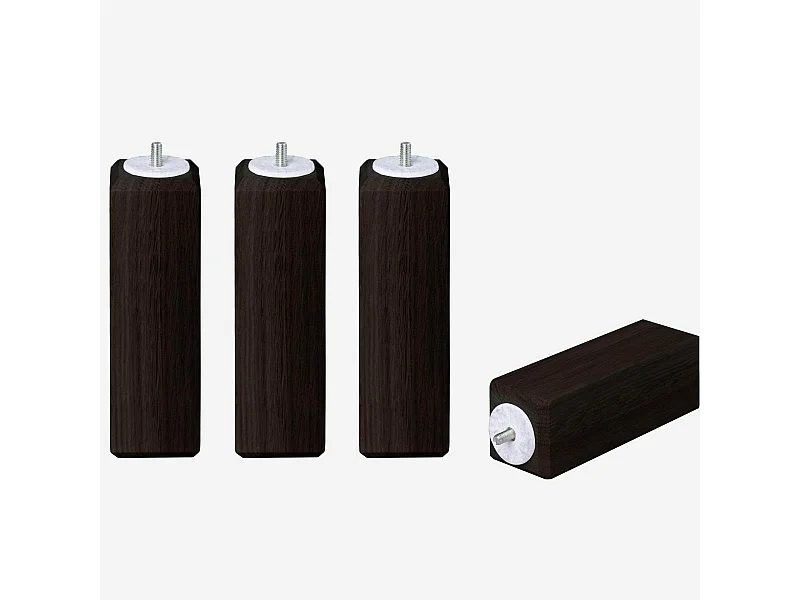 Habitat - Set de 4 pieds de lit universels cubiques en hêtre - 16 cm - Noir - Quatro