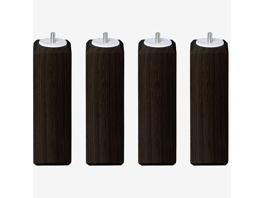 Habitat - Set de 4 pieds de lit universels cubiques en hêtre - 16 cm - Noir - Quatro